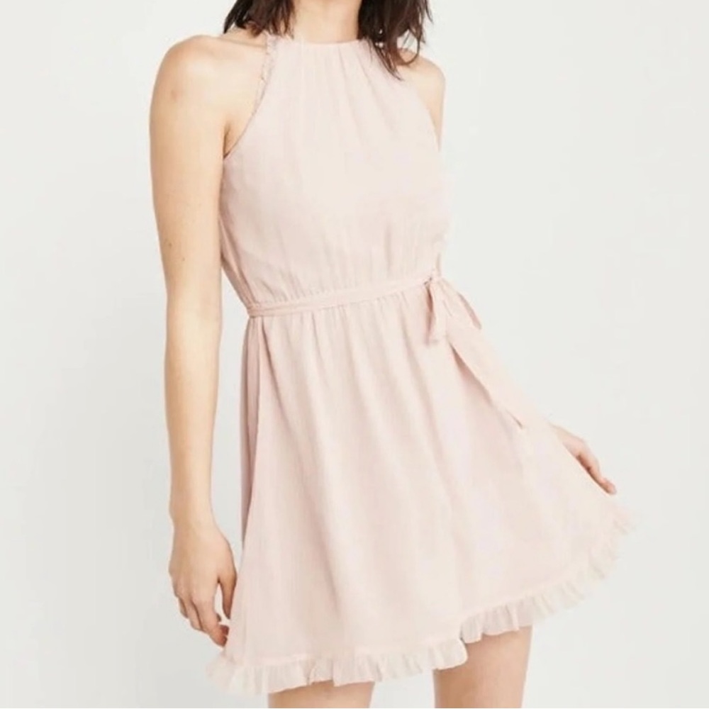 Abercrombie & Fitch Pink Chifffon Halter Mini Dress (S)